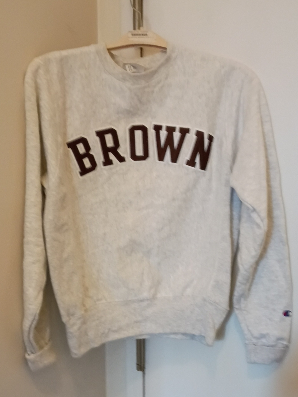 Champion Heather Grey 'BROWN' Crewneck Sweatshirt